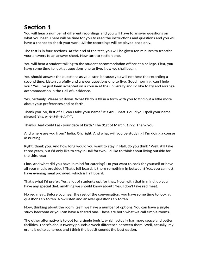 Accommodation form student information transcript pdf language arts