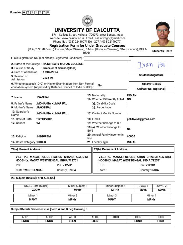Calcutta University Marksheet Sample | PDF | Vocational Education ...