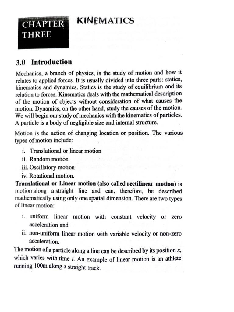 Kinematics New | PDF