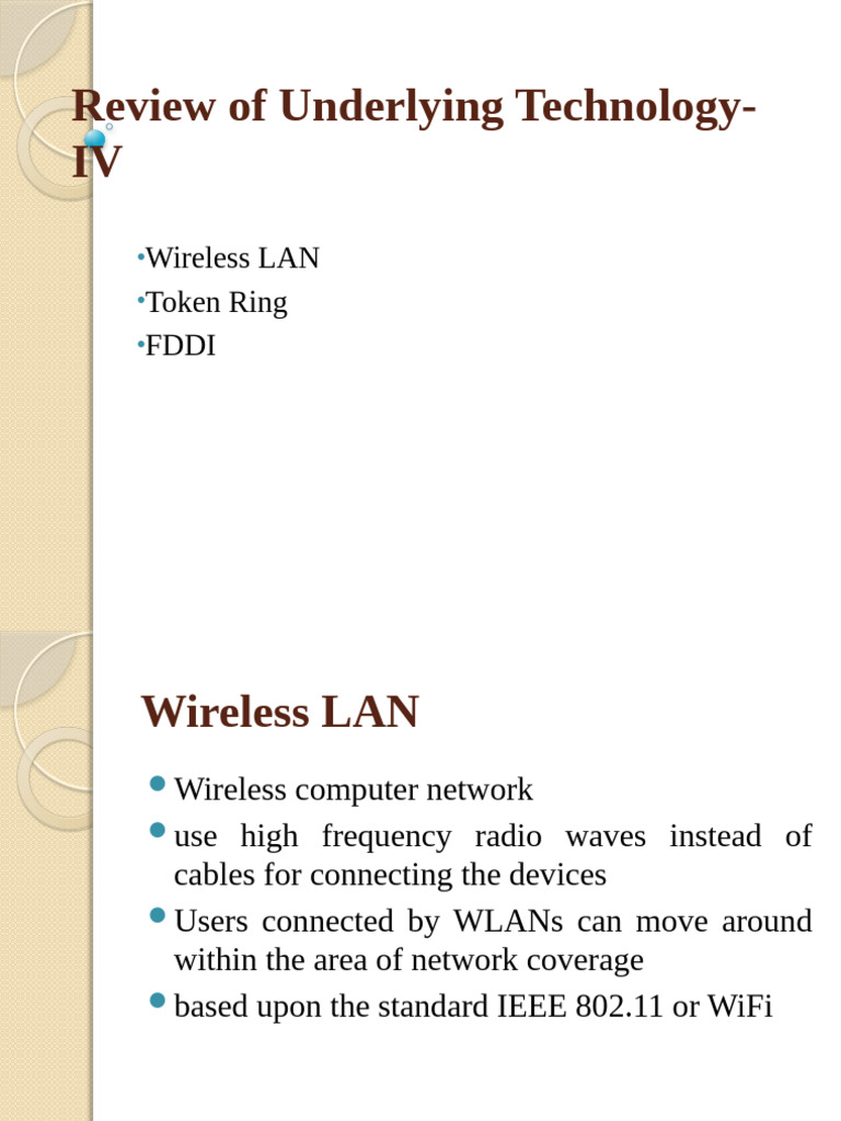 Review of Underlying Technology-IV | PDF | Wireless Lan | Computer Network