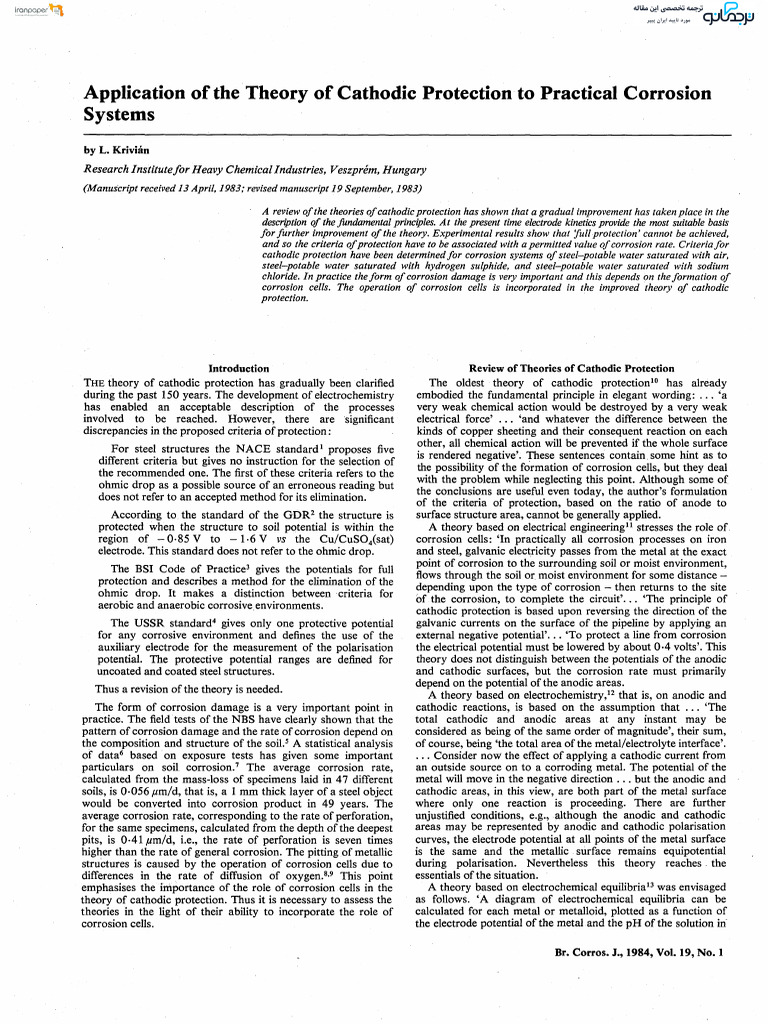 Cathodic Protection in Corrosion Systems | PDF | Corrosion ...