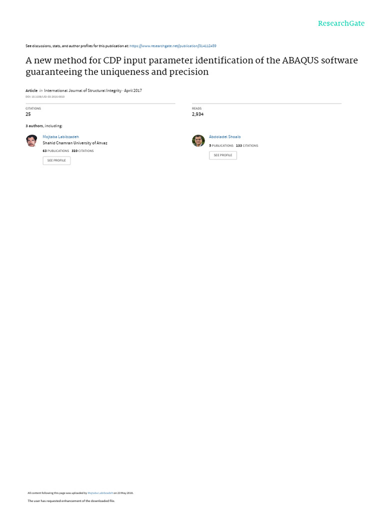 A New Method For CDP Input Parameter Identificatio | PDF | Stress ...