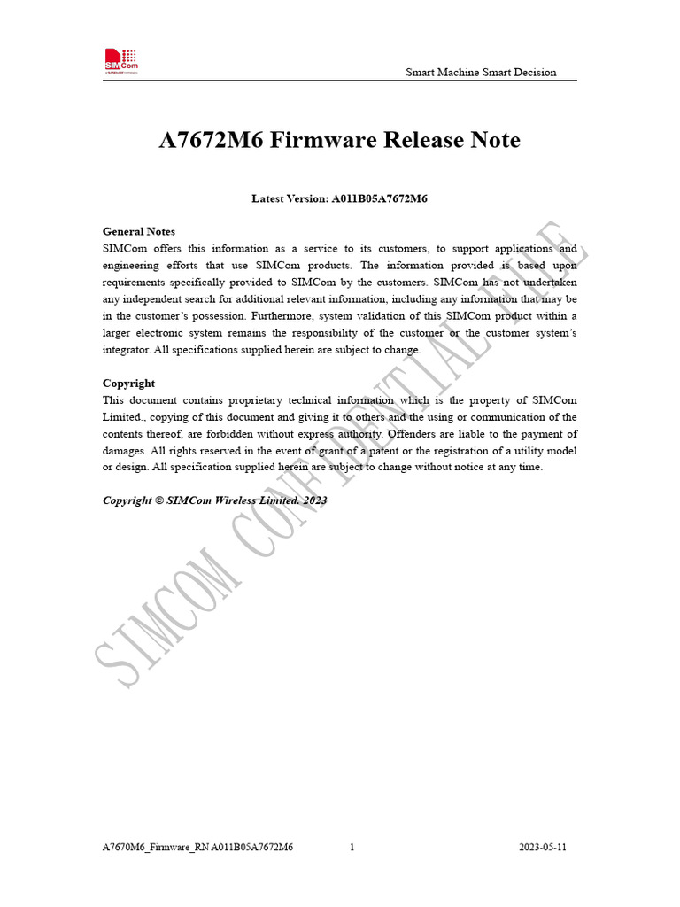 A7672M6 Firmware Release Notes | PDF | Computer Engineering | Computing