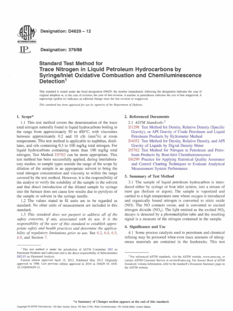 Astm D4629-12 | PDF