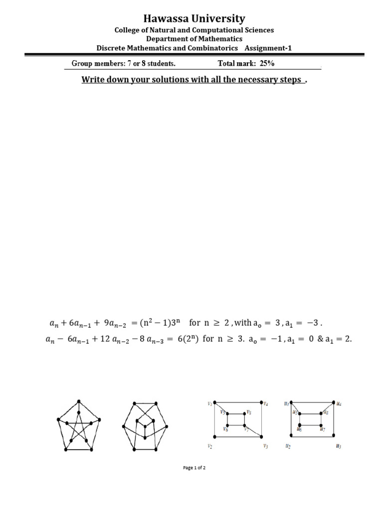 Discrete Assignment-1 2016 | PDF | Graph Theory | Discrete Mathematics