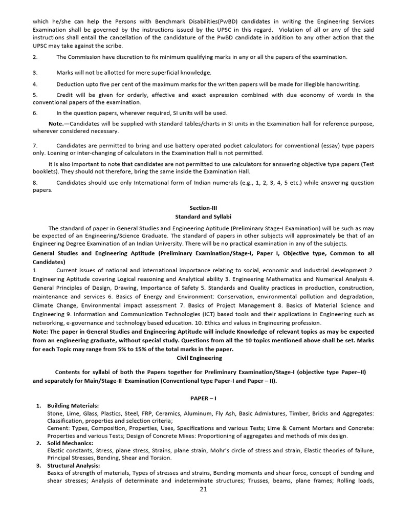 Engineering Services Exam Guidelines | PDF | Beam (Structure ...