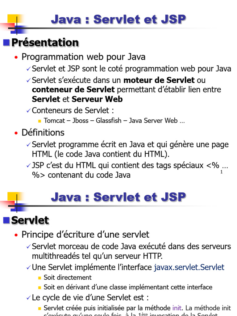 Introduction à Servlet et JSP en Java | PDF | Java (Langage de ...