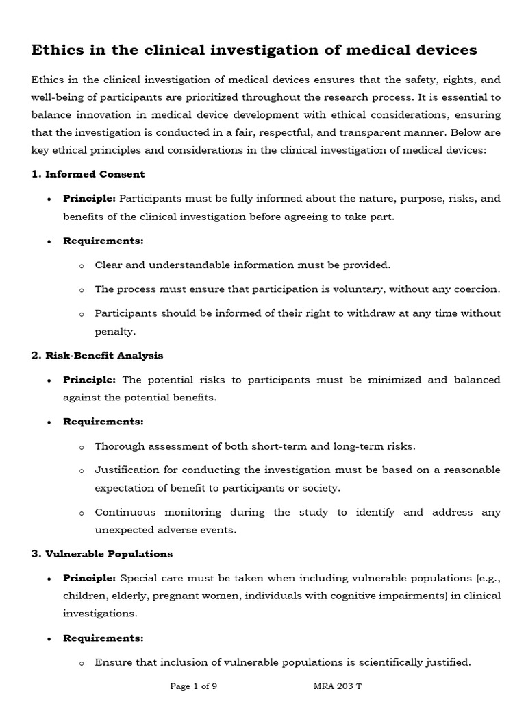 MRA 203 T Extra Notes 5 | PDF | Medical Device | Institutional Review Board