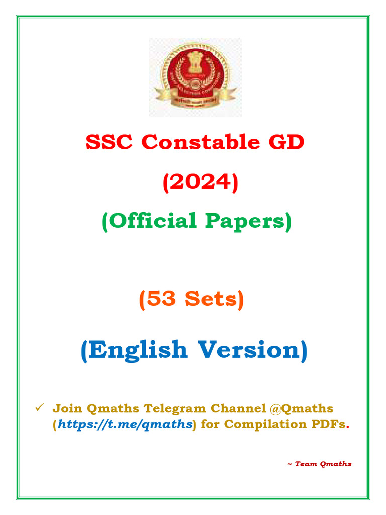 SSC GD Constable 2024 Question Papers | PDF | Qualifications | Evaluation