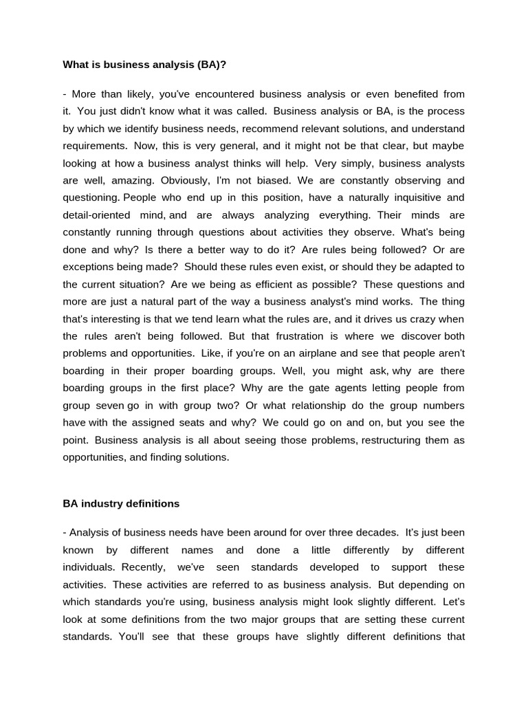 Business Analysis Transkrypt Szkolenia Z Linkedin | PDF | Business ...
