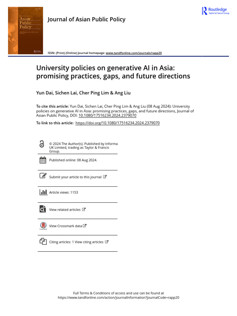 University Policies on Generative AI in Asia | PDF | Policy ...