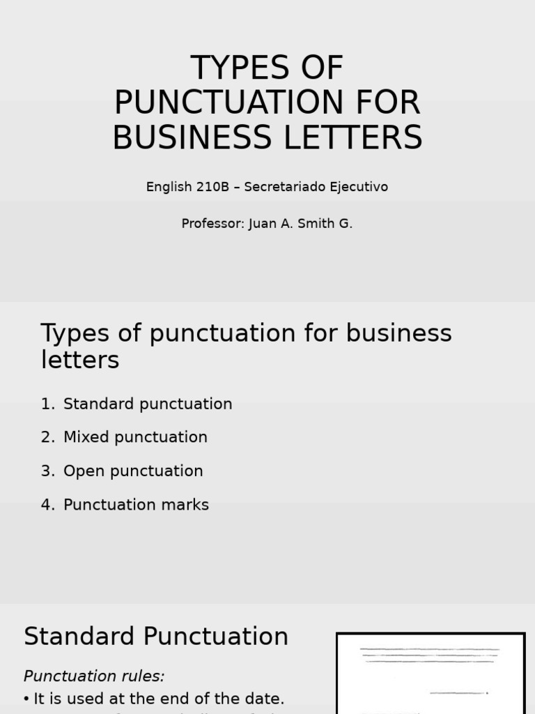 Types of Punctuation For Business Letters: English 210B - Secretariado ...