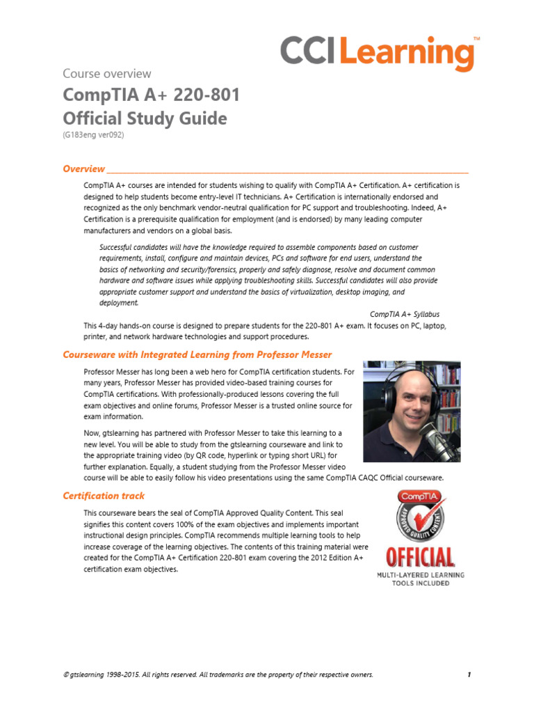 CompTIA A+ Certification Guide | PDF | Computer Network | Personal ...