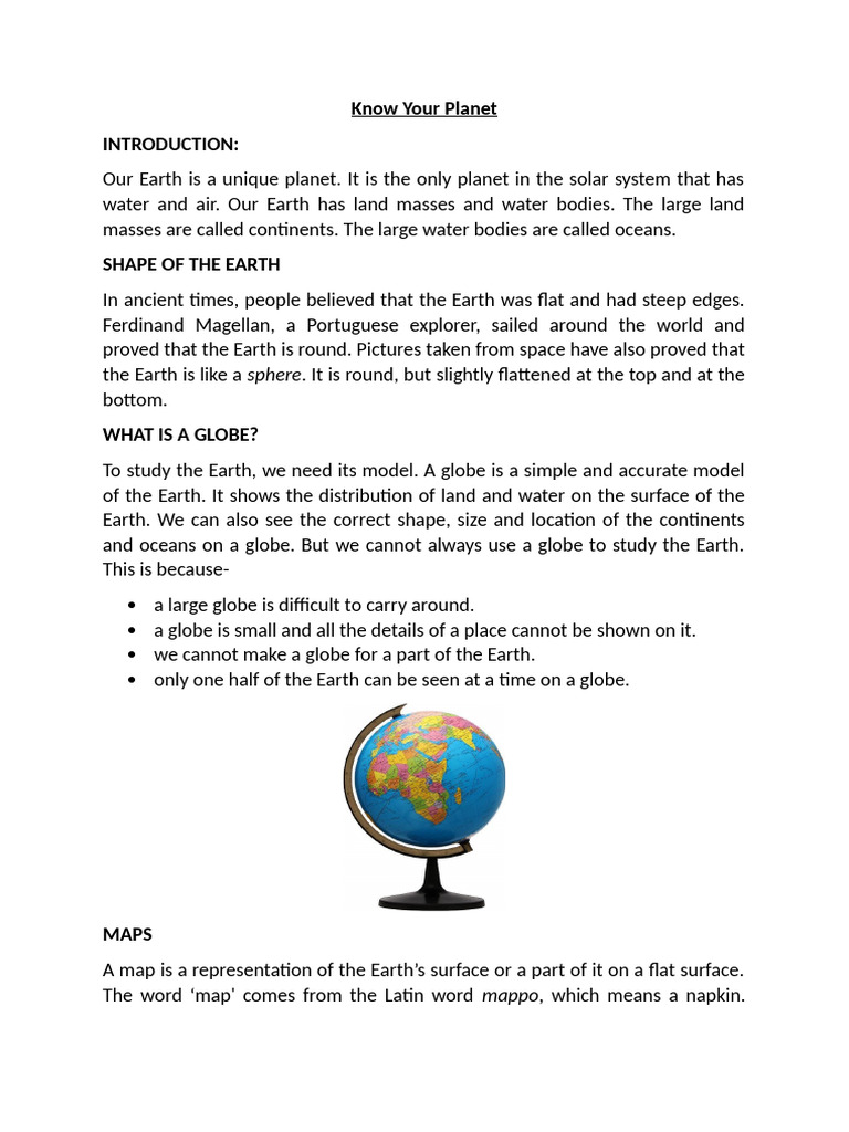 Know Your Planet Pdf Map Earth