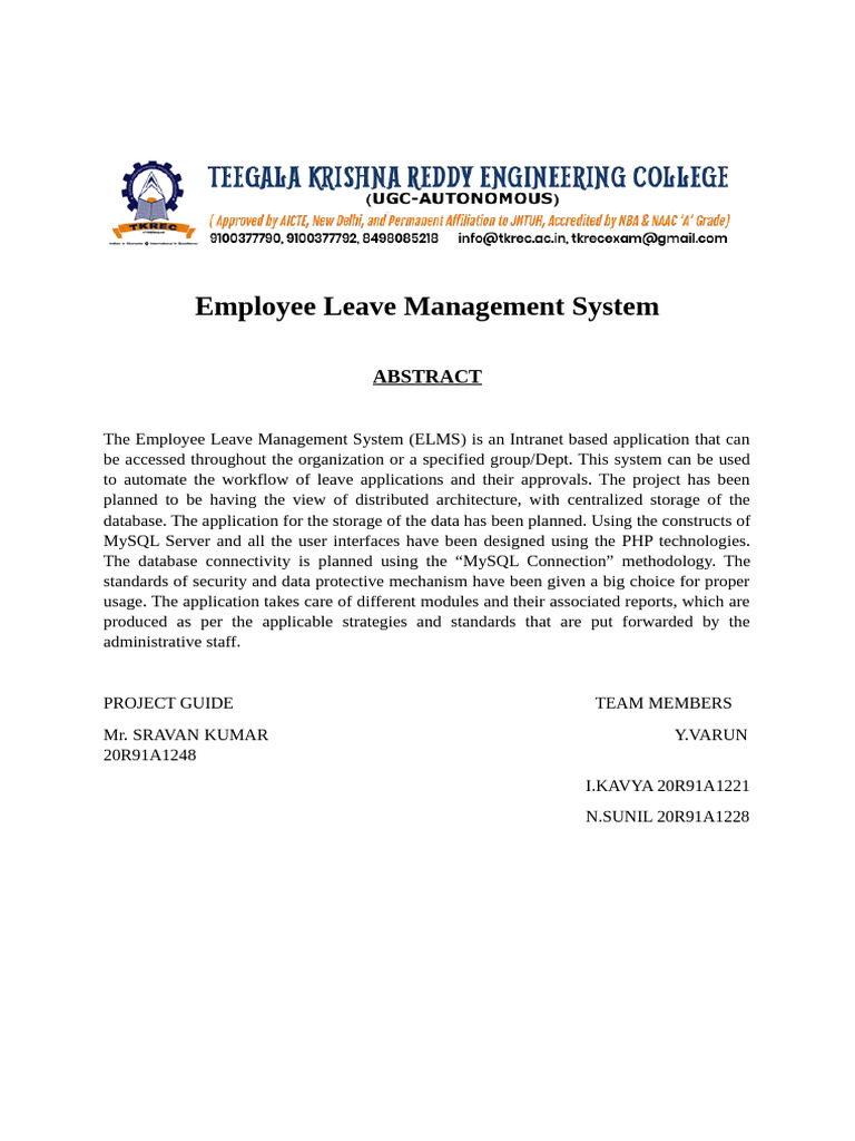 Employee Leave Management System | PDF