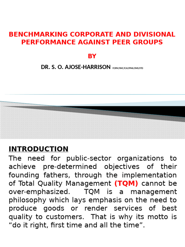 Benchmarking Corporate and Divisional Performance Against Peer Groups ...