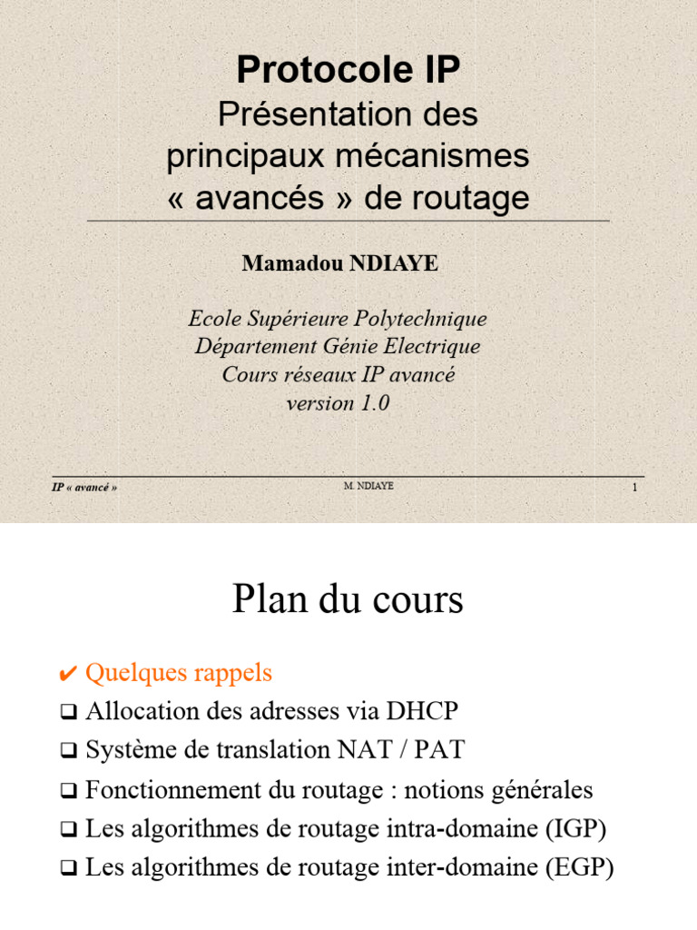 Mécanismes avancés du protocole IP | PDF | Adresse IP | Routage