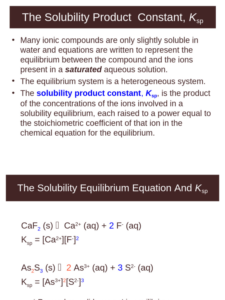 Solubility Product Constant Ksp Guide | PDF | Chemical Equilibrium ...