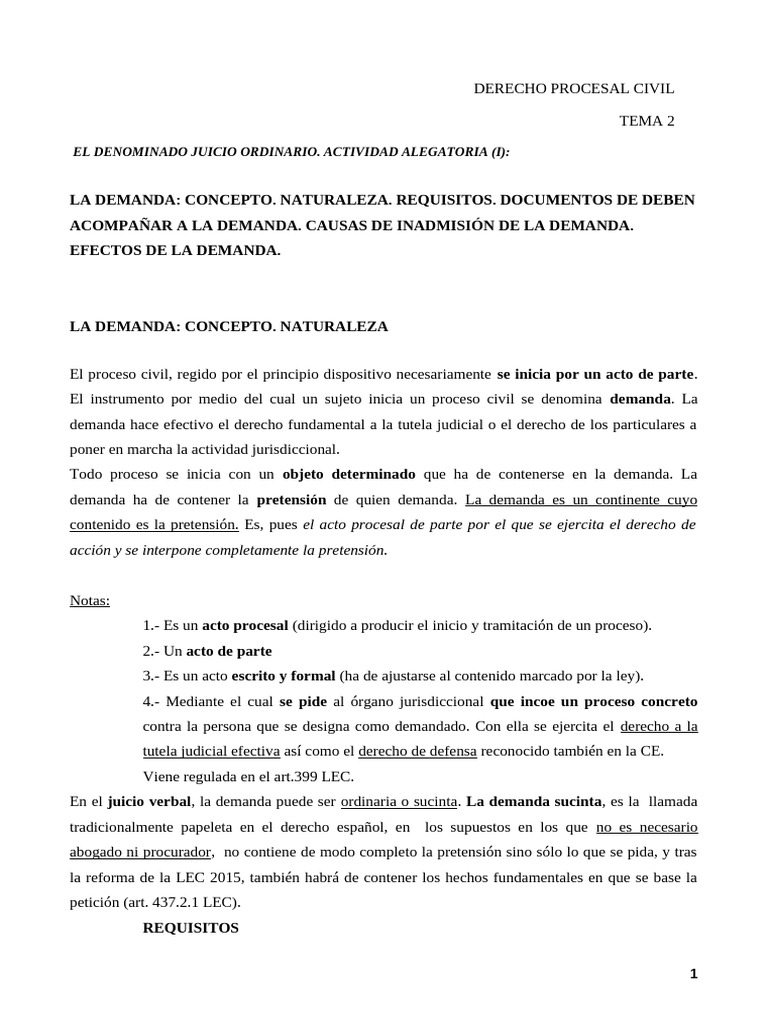 Procesal Civil 2 | PDF | Demanda judicial | Ley procesal