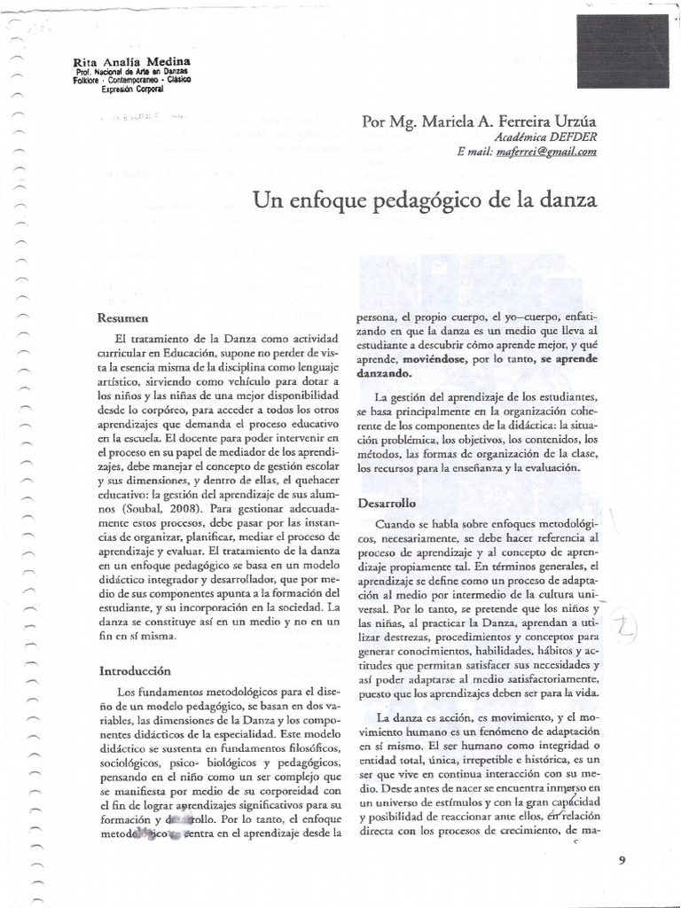 Un Enfoque Pedagogico de La Danza | PDF