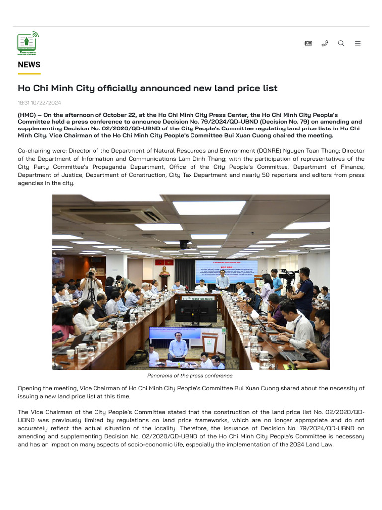 Ho Chi Minh City Officially Announced New Land Price List | PDF ...