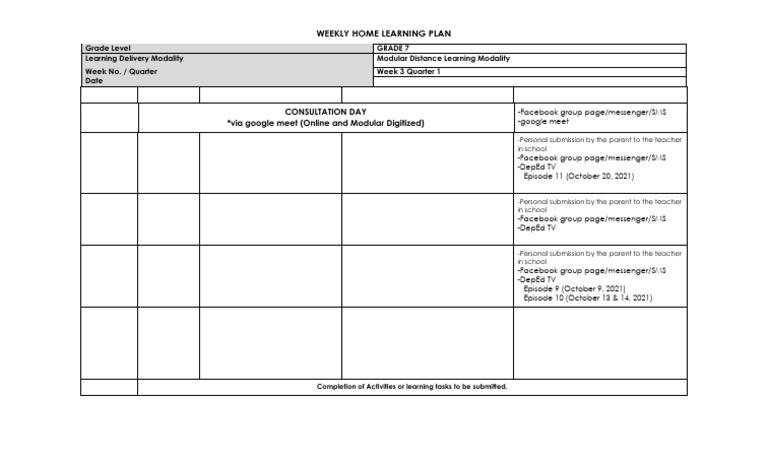 q1 Weekly Home Learning Plan Week 3 | PDF | Numbers | Square Root