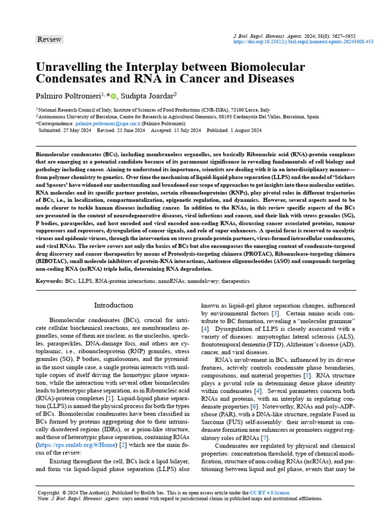 Unravelling The Interplay Between Biomolecular Condensates and RNA in ...