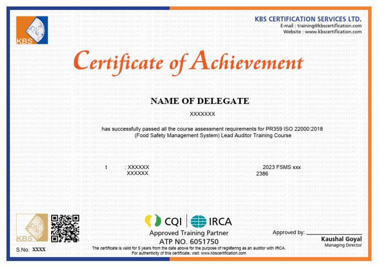 Fsms Certificate In Pdf – Fssc 22000 Certification – BANF