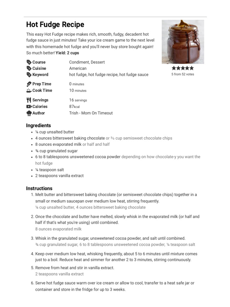Easy Homemade Hot Fudge Sauce Recipe | PDF | Fat | Chocolate