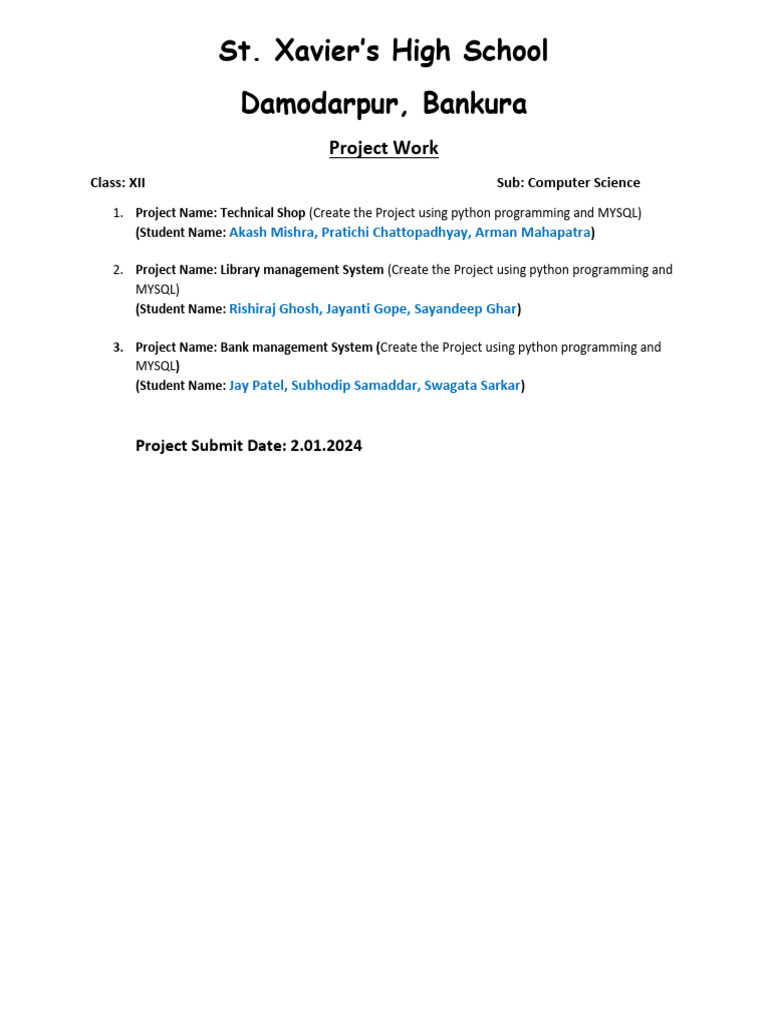 Computer Science Project XII 2023 | PDF