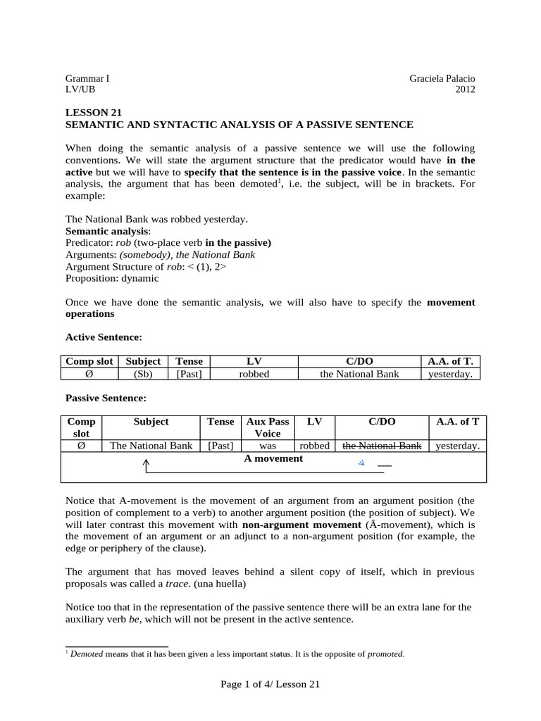 21 Analysis of A Passive Sentence | PDF | Grammar | Linguistics