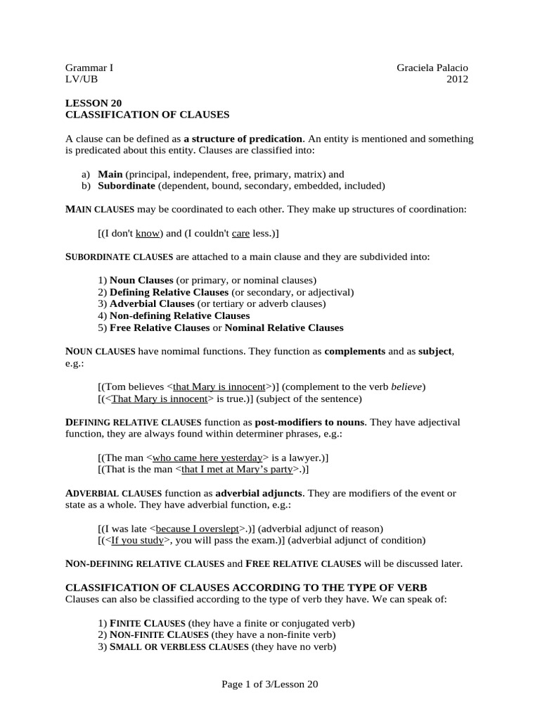Understanding Verbless Clauses | PDF | Clause | Sentence (Linguistics)
