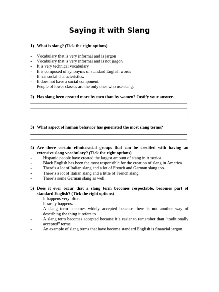 Understanding Slang: Definitions and Origins | PDF | Slang | Jargon