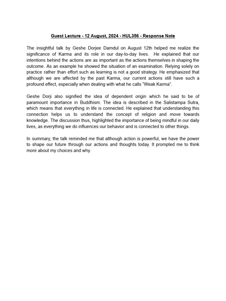 Response Note Guest Lecture 2 | PDF