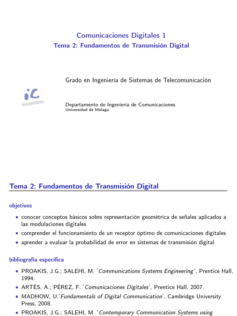 Tema 2. Fundamentos de Transmisión Digital | PDF | Modulación ...