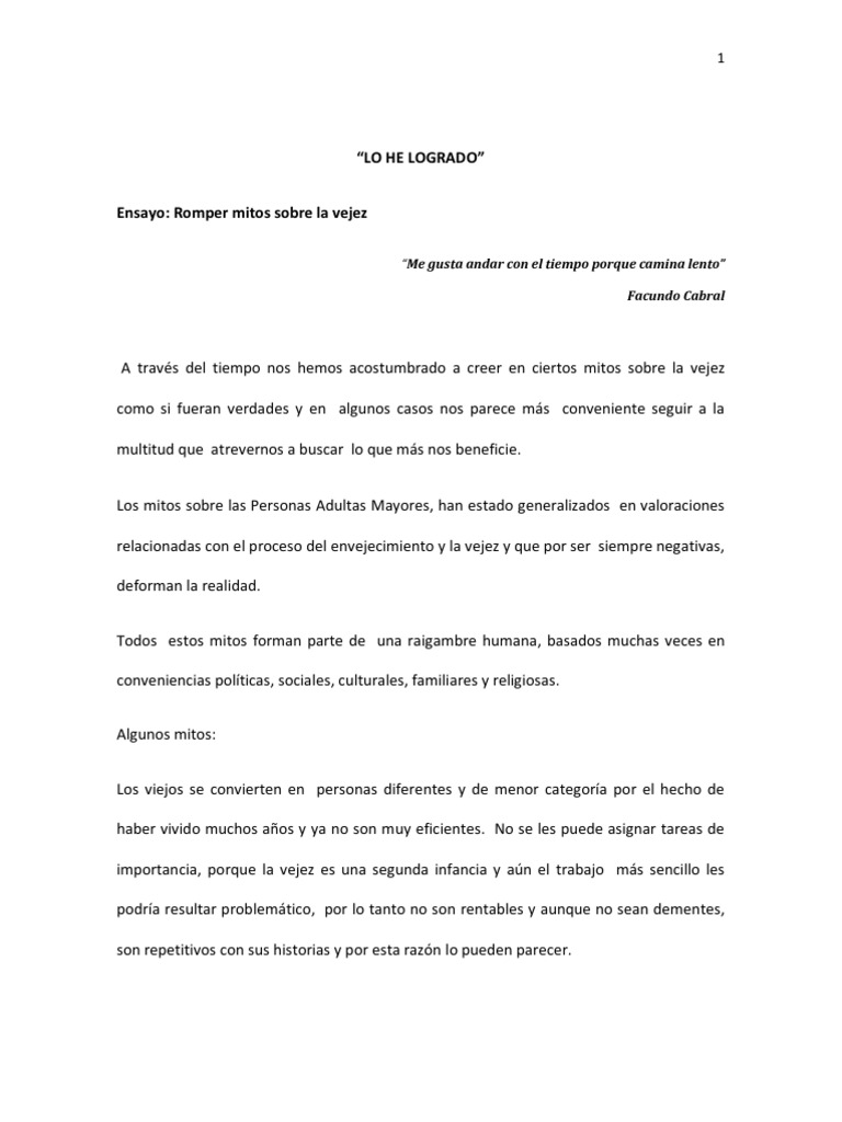 Mitos y realidades de la vejez | PDF | Vejez | Adultos