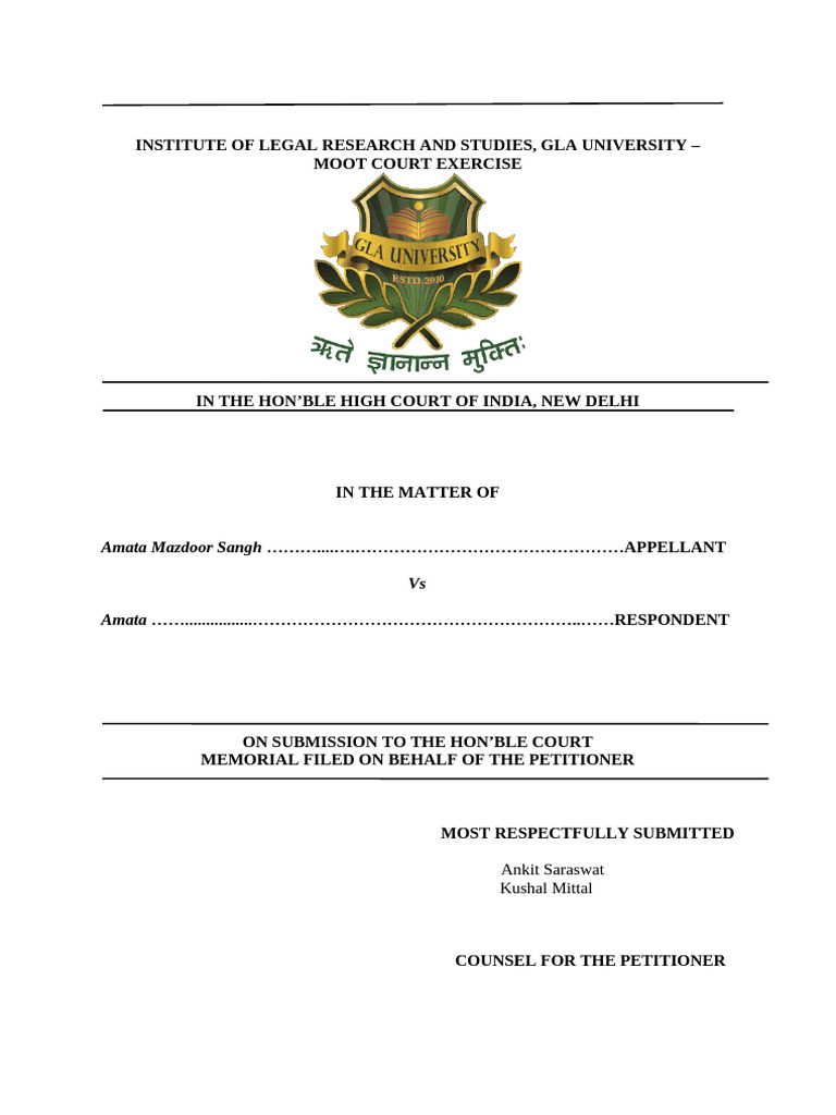 High Court Moot Court Case Summary | PDF | Justice | Crime & Violence