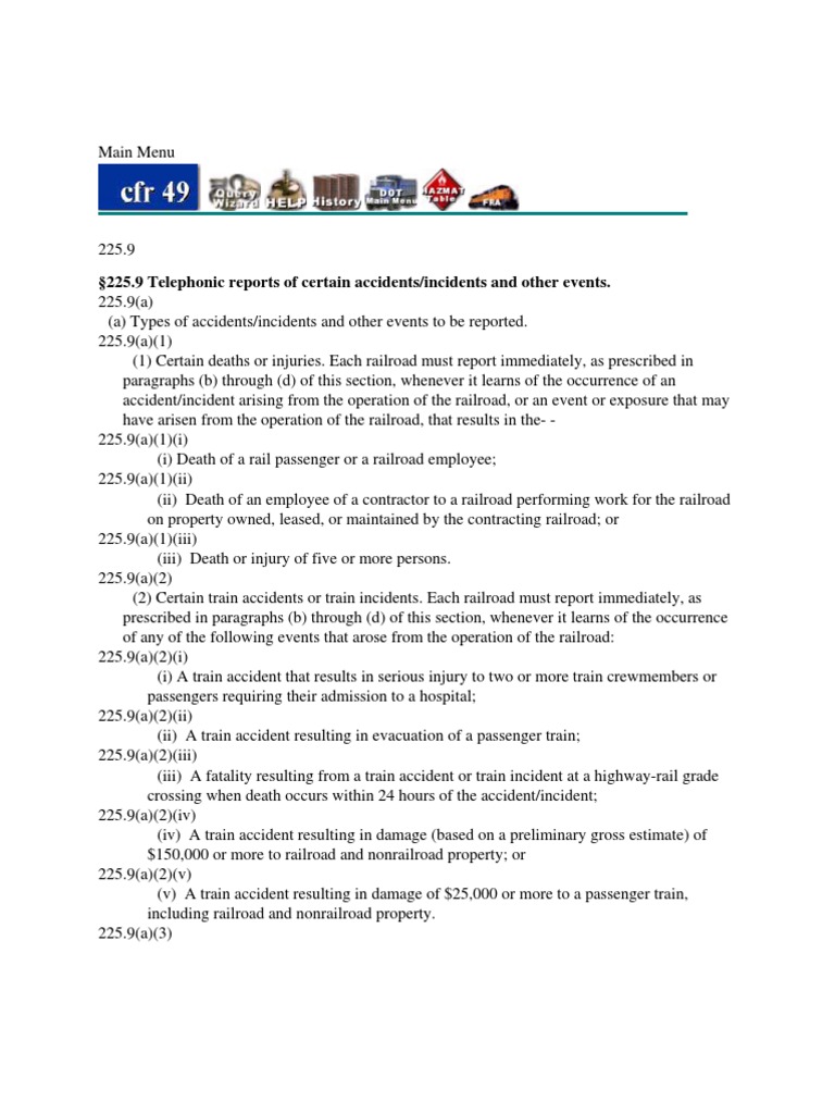 Railroad Accident Reporting Requirements | PDF | Traffic Collision ...