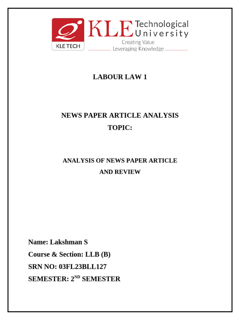 Labour Law 1 Pdf Labour Law Employment