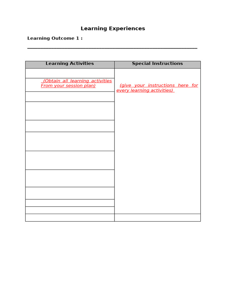 07e Learning Experiences Pdf