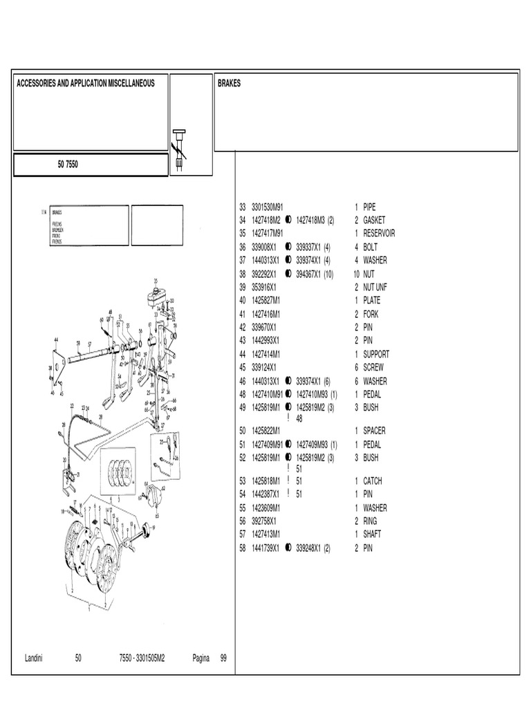 LANDINI serie 5 110H Catalogo ricambi Manuale parti esplosi trattore SPARE PARTS