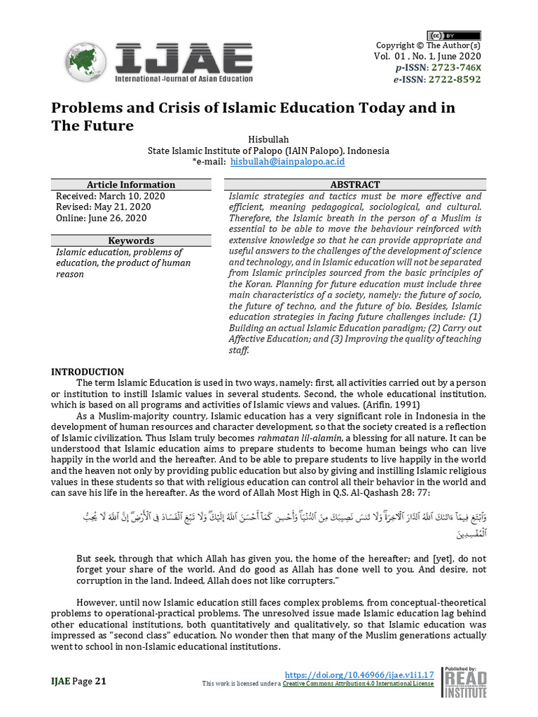 Problems and Crisis of Islamic Education Today and in The Future | PDF ...