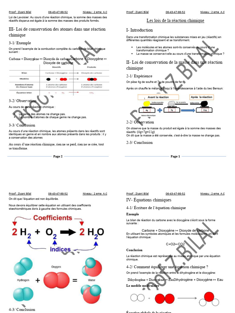 Lois et Équations des Réactions Chimiques | PDF | Stœchiométrie | Chimie