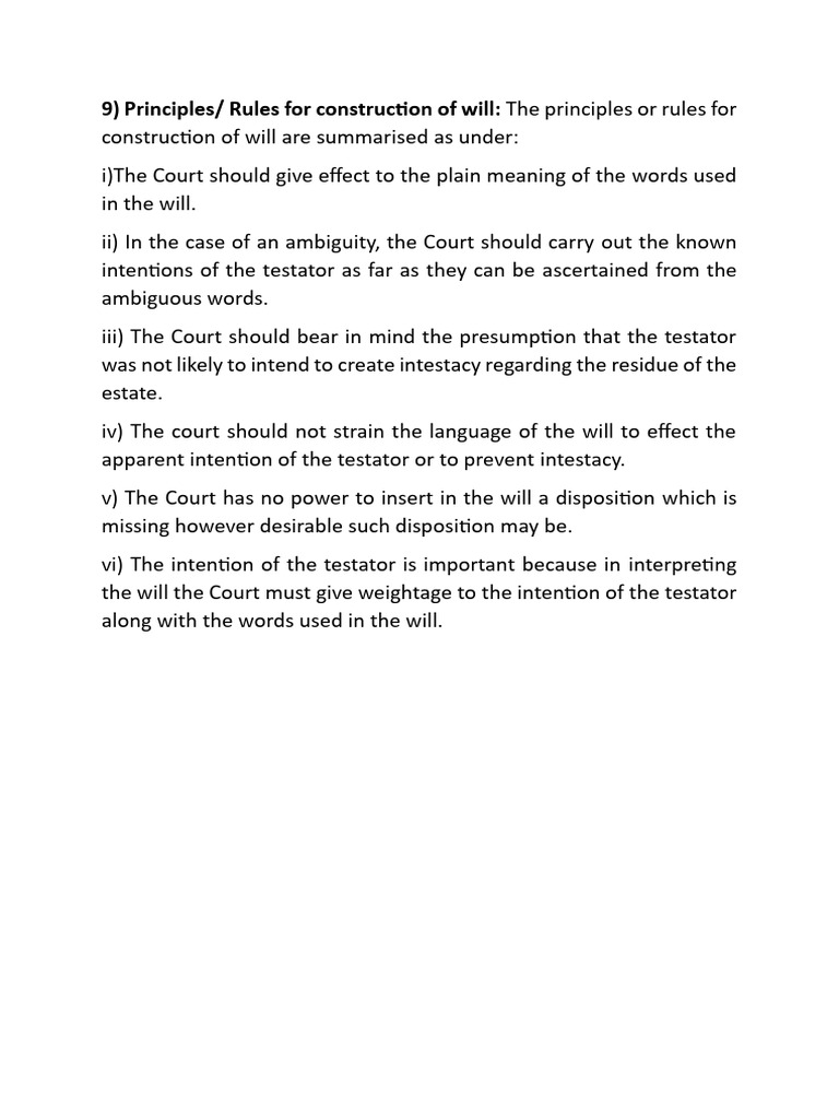 Rules for Will Construction Principles | PDF | Law