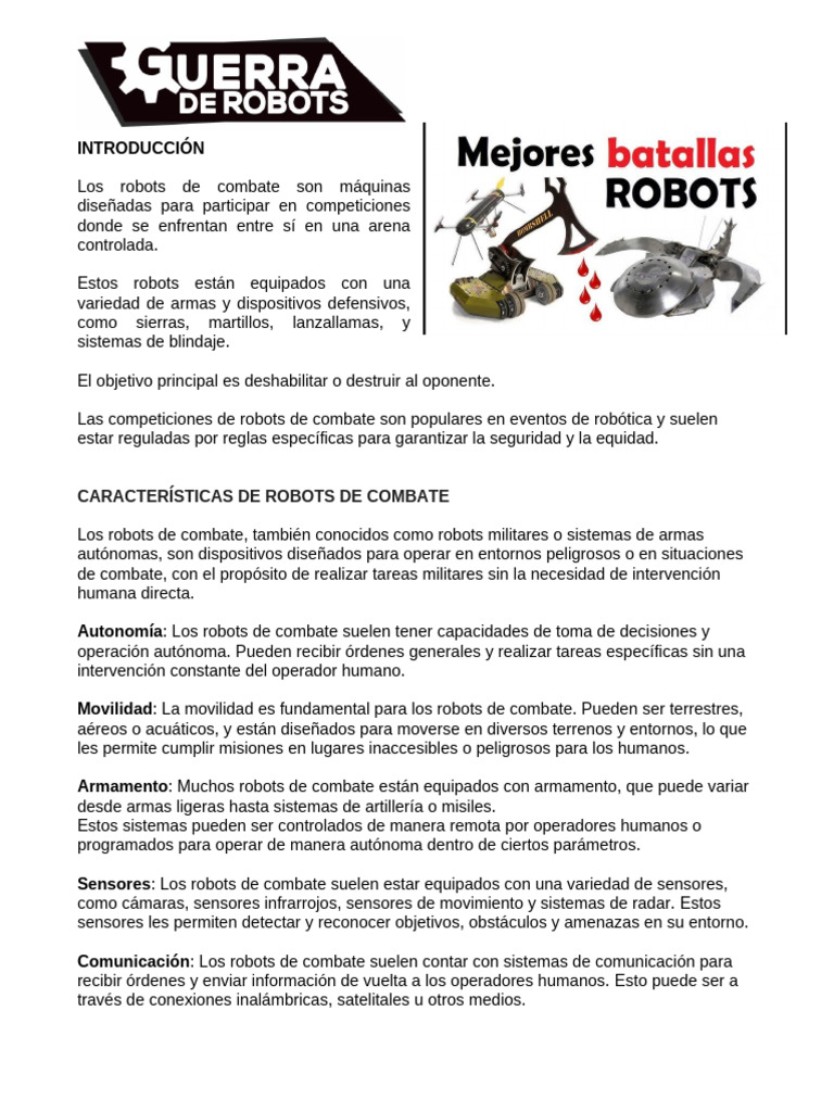 Guerra de Robots | PDF | Robot | Robótica