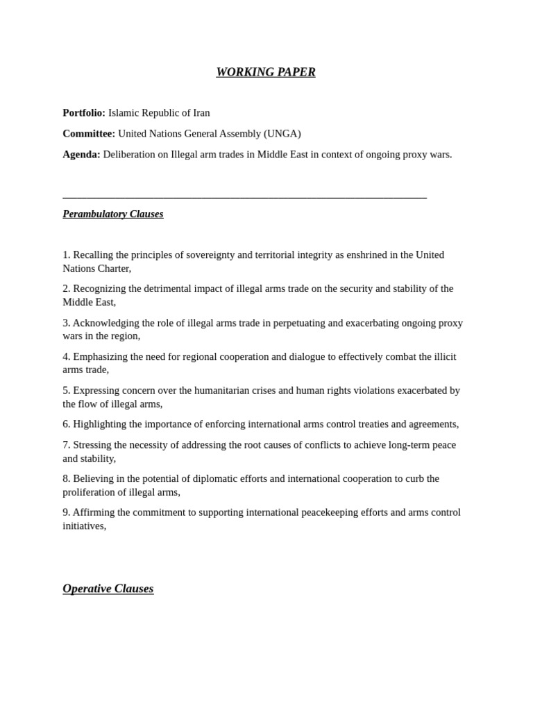Working Paper - Iran, UNGA | PDF | Arms Control | Peacekeeping