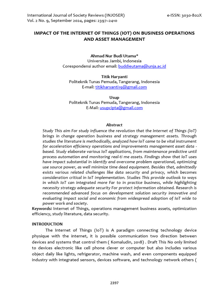 UM23055 - Article-2 - Impact of IOT On Business Processes | PDF ...