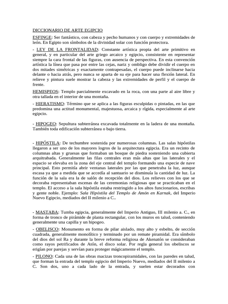 DICCIONARIO de Arte Egipto-Paleocristiano | PDF | Teatro | templo
