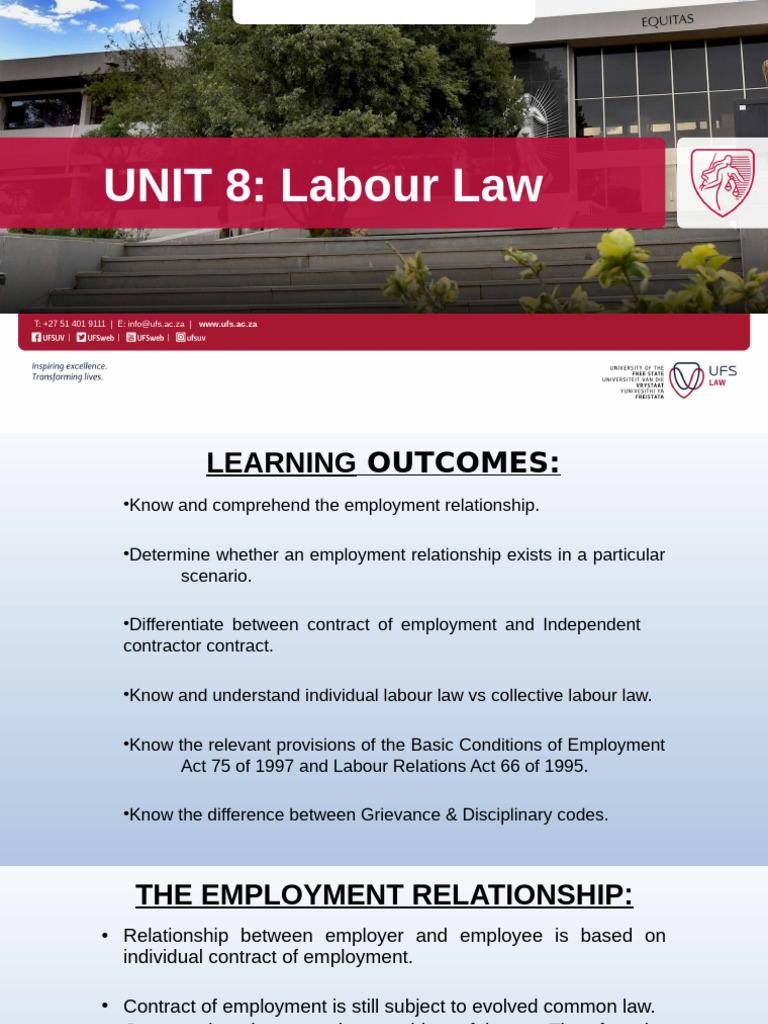 UNIT 8 Labour Law | PDF | Employment | Labour Law