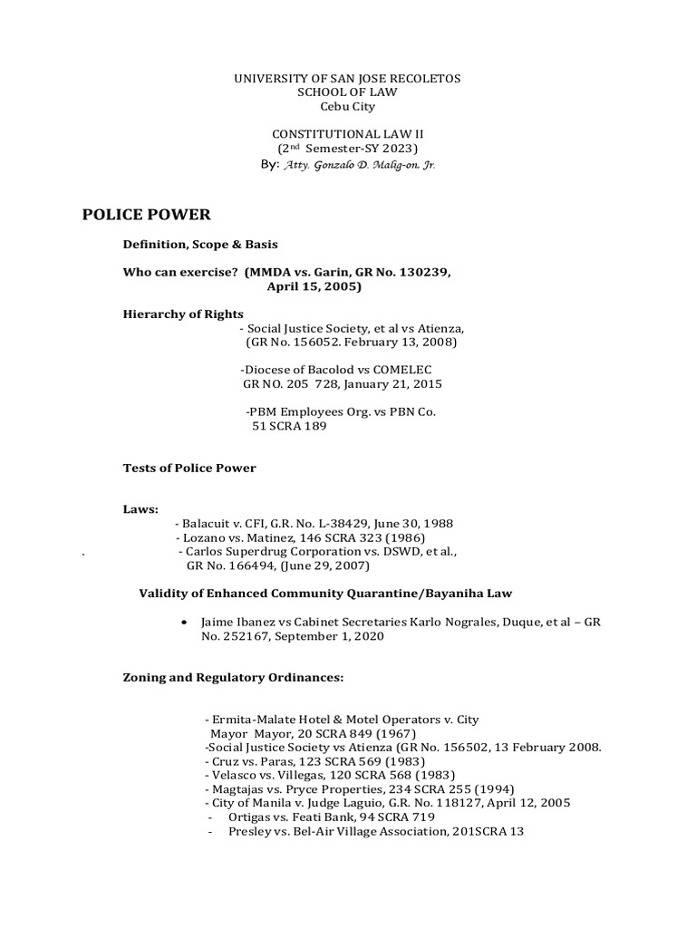 1 Course Outline CONSTI LAW 2 2023 | PDF | Condominium | Discovery (Law)
